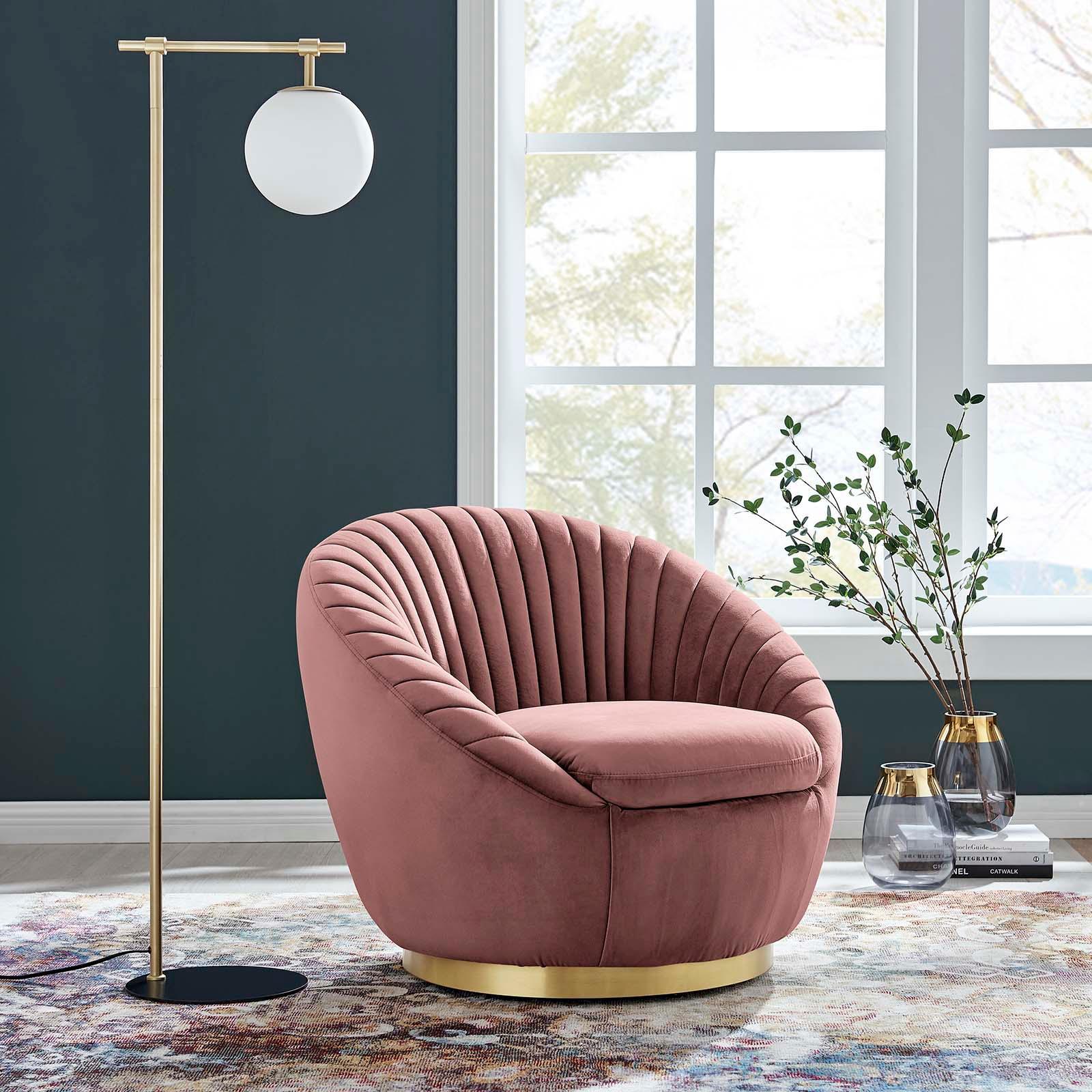 Modway Whirr Tufted Performance Velvet Swivel Chair FredCo