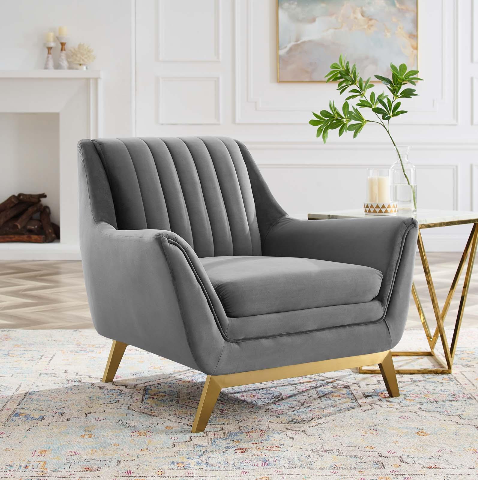Modway Winsome Channel Tufted Performance Velvet Armchair FredCo