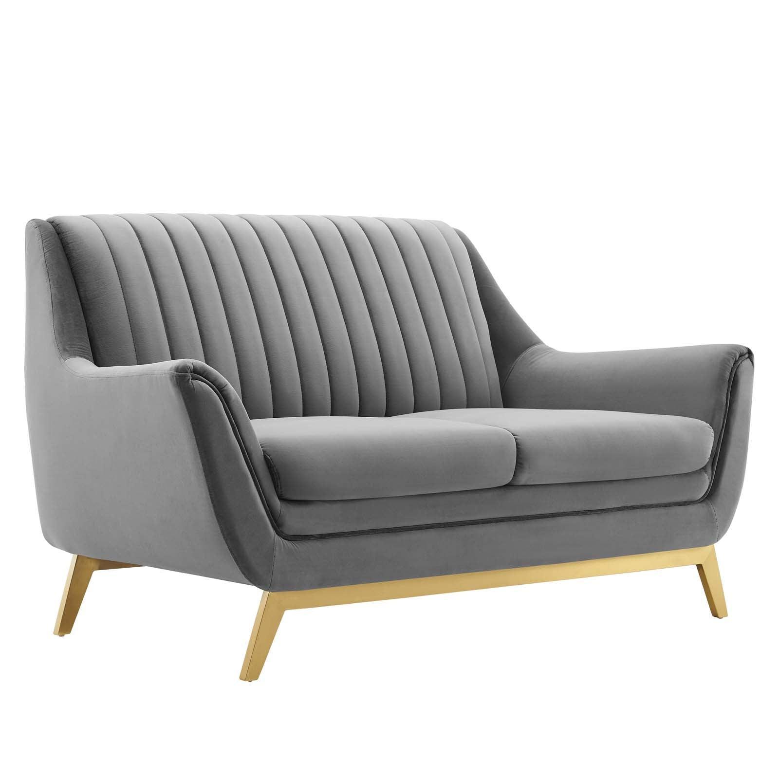 Modway Winsome Channel Tufted Performance Velvet Loveseat FredCo