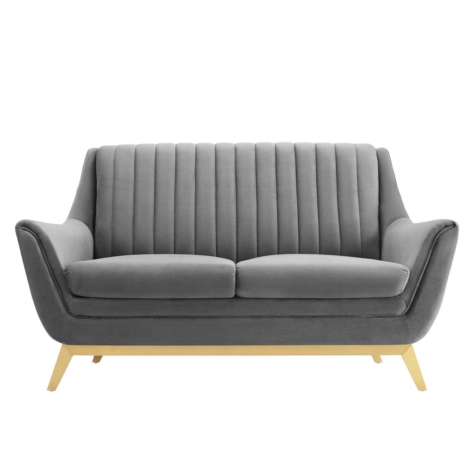 Modway Winsome Channel Tufted Performance Velvet Loveseat FredCo