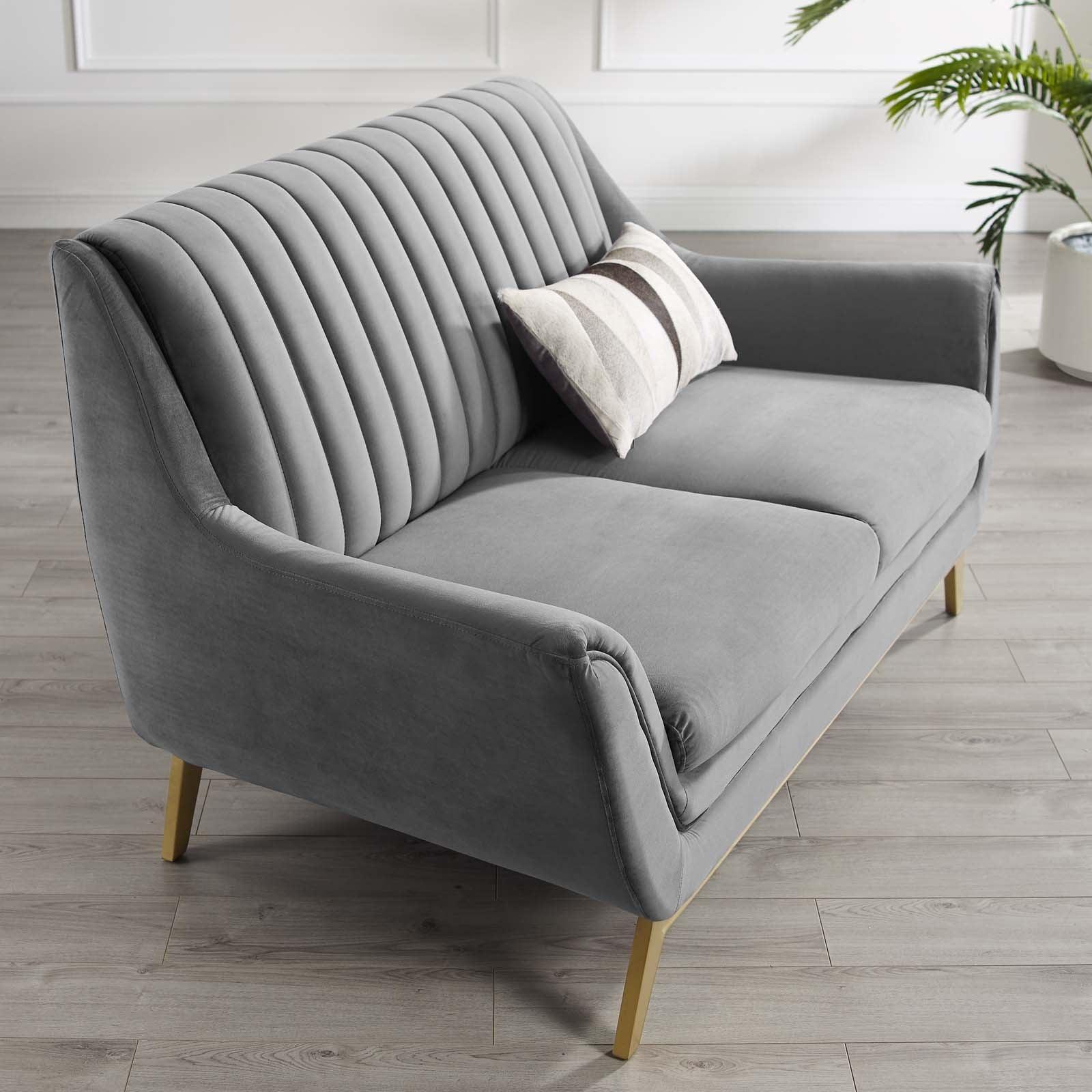 Modway Winsome Channel Tufted Performance Velvet Loveseat FredCo