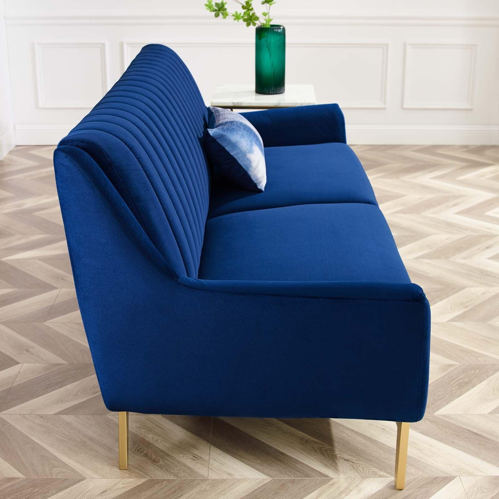 Modway Winsome Channel Tufted Performance Velvet Sofa FredCo