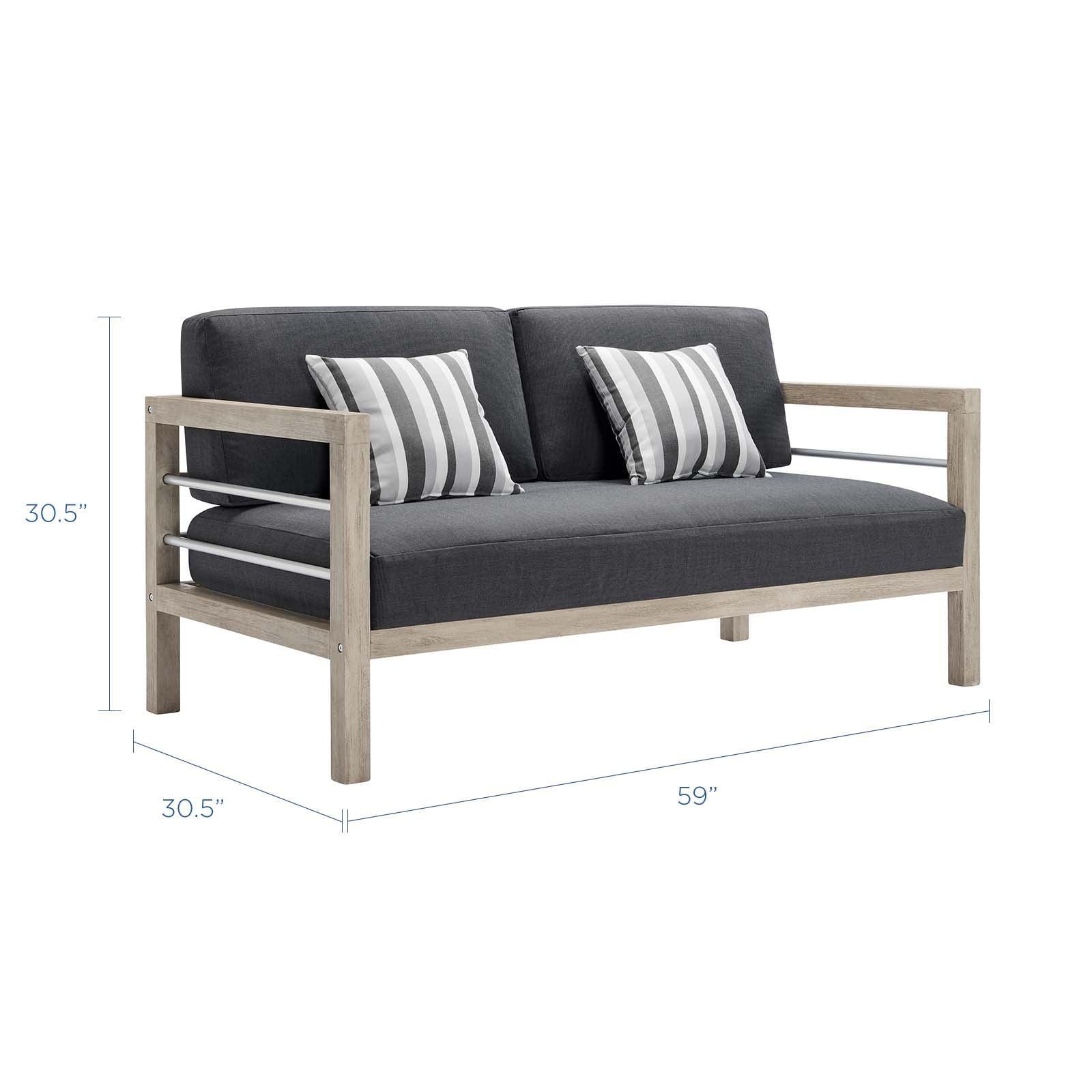 Modway Wiscasset Outdoor Patio Acacia Wood Loveseat FredCo