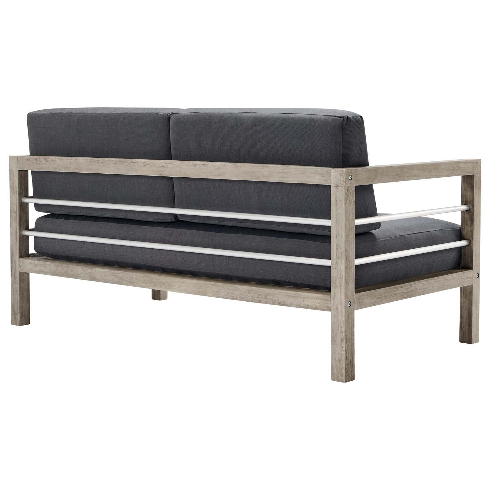 Modway Wiscasset Outdoor Patio Acacia Wood Loveseat FredCo