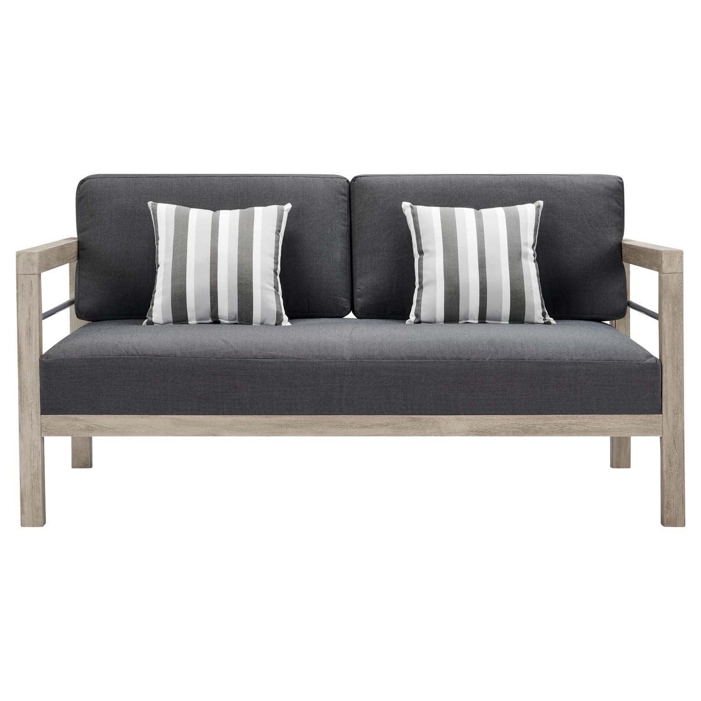 Modway Wiscasset Outdoor Patio Acacia Wood Loveseat FredCo