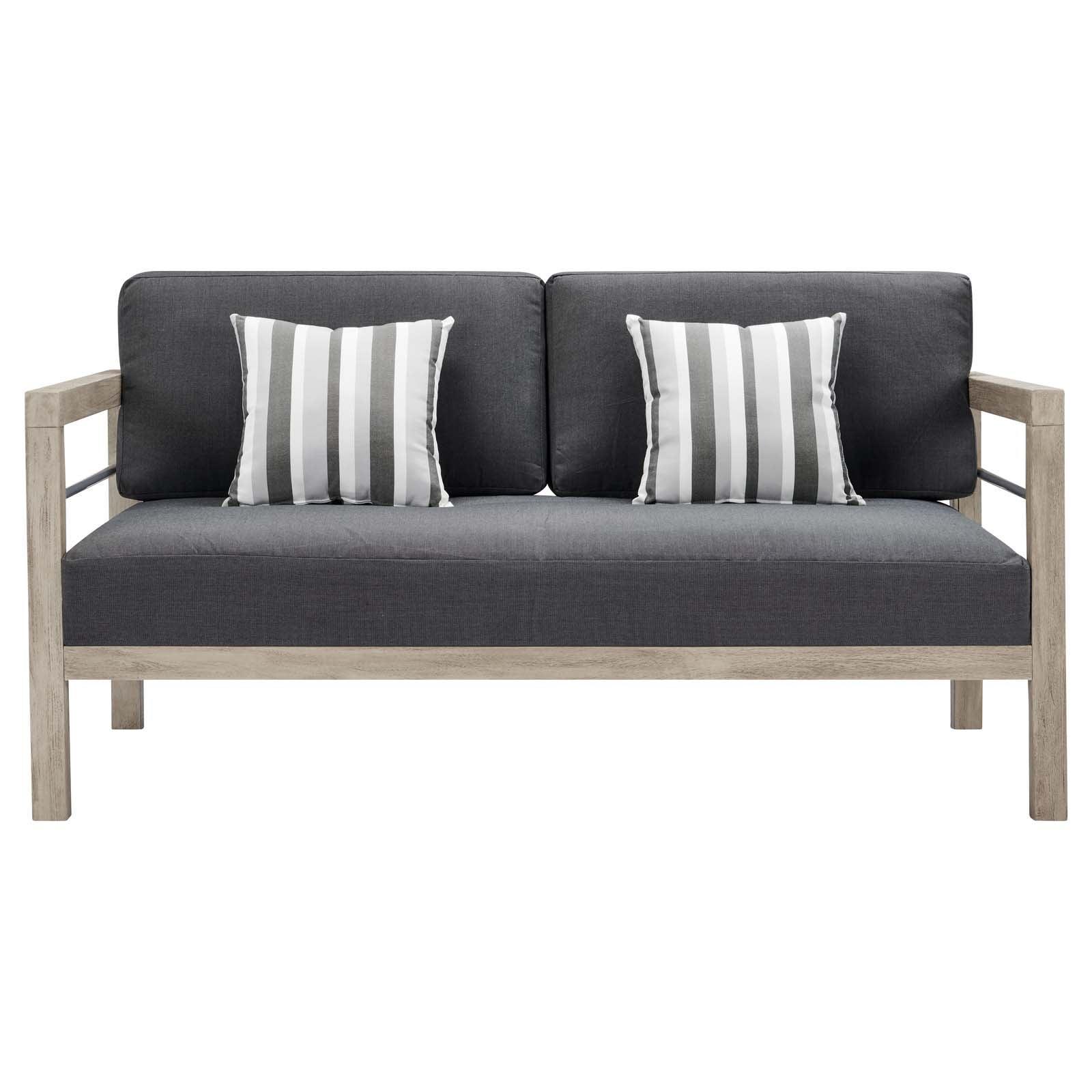 Modway Wiscasset Outdoor Patio Acacia Wood Loveseat FredCo