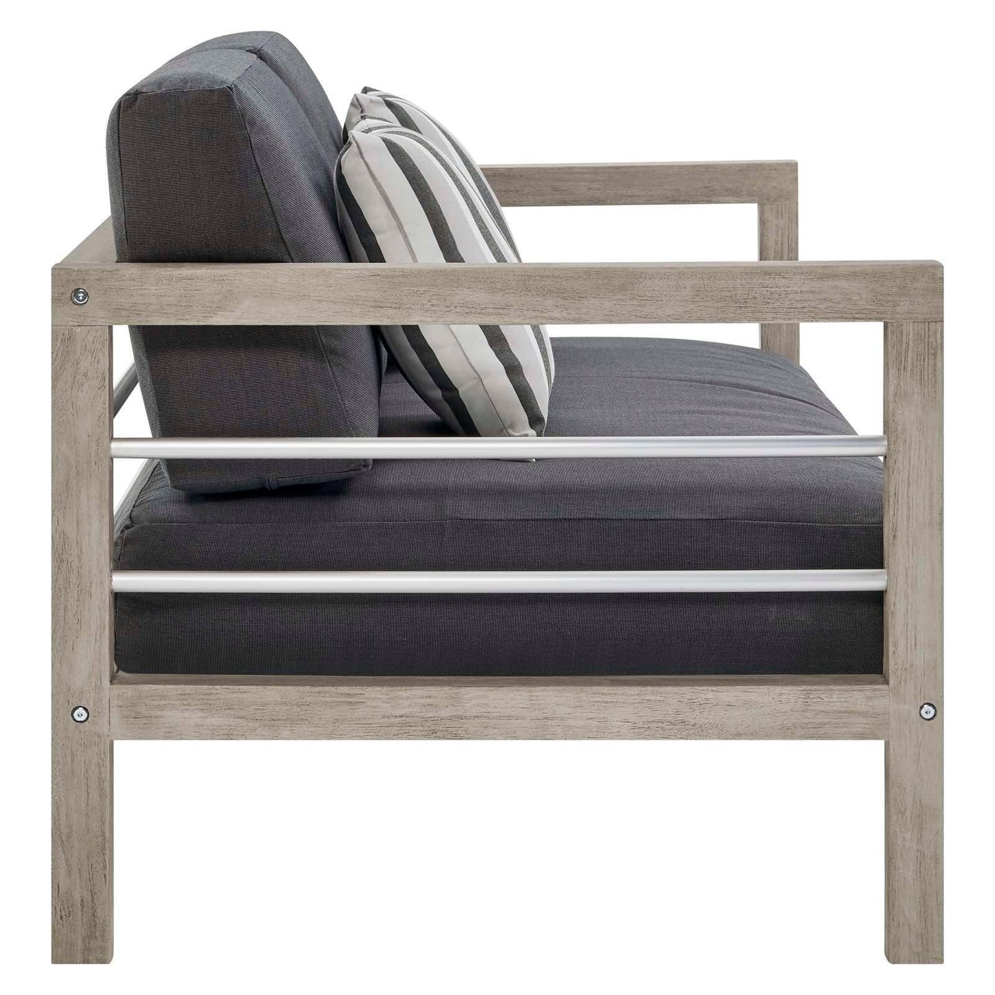 Modway Wiscasset Outdoor Patio Acacia Wood Loveseat FredCo