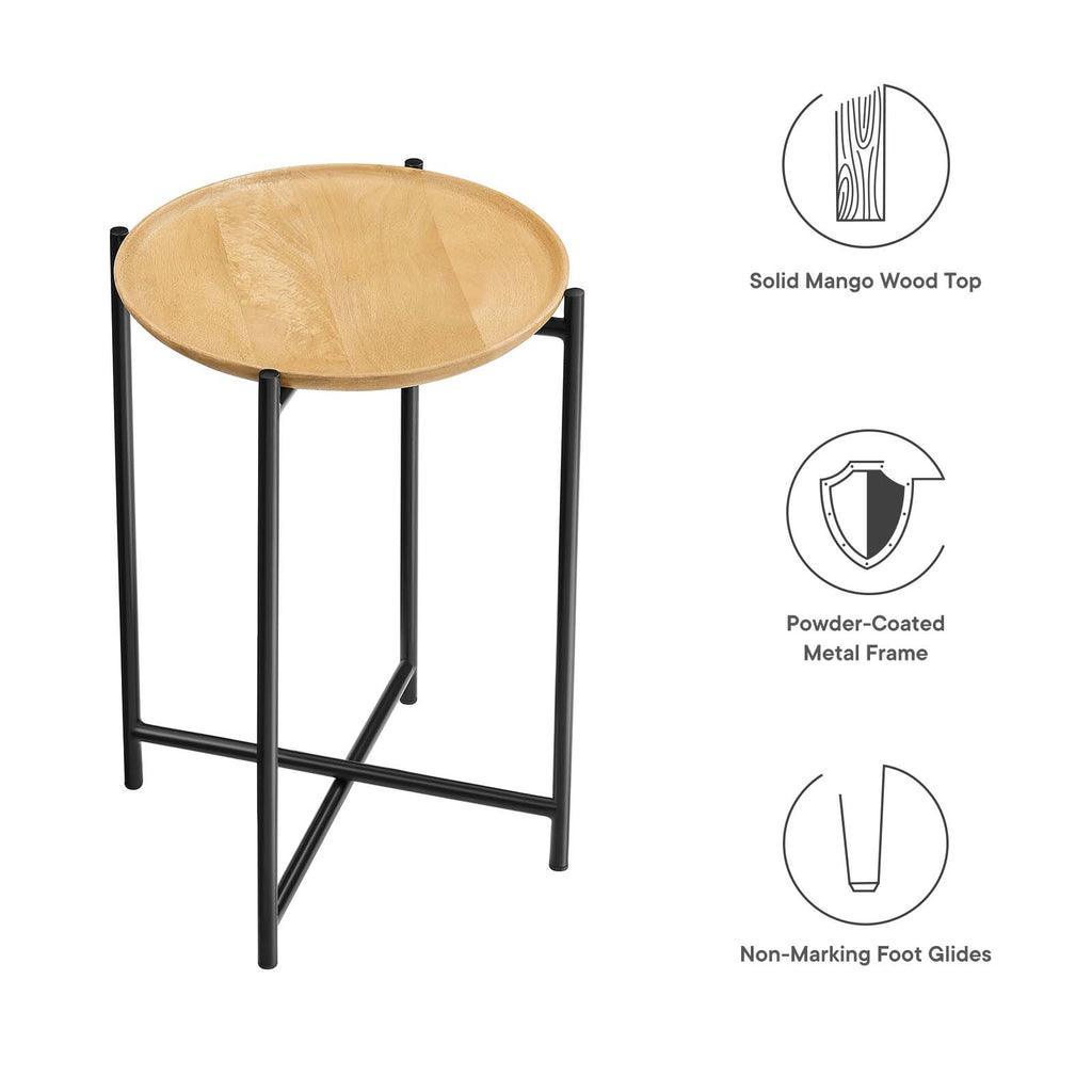 Modway Xilo Round Wood and Metal Side Table FredCo