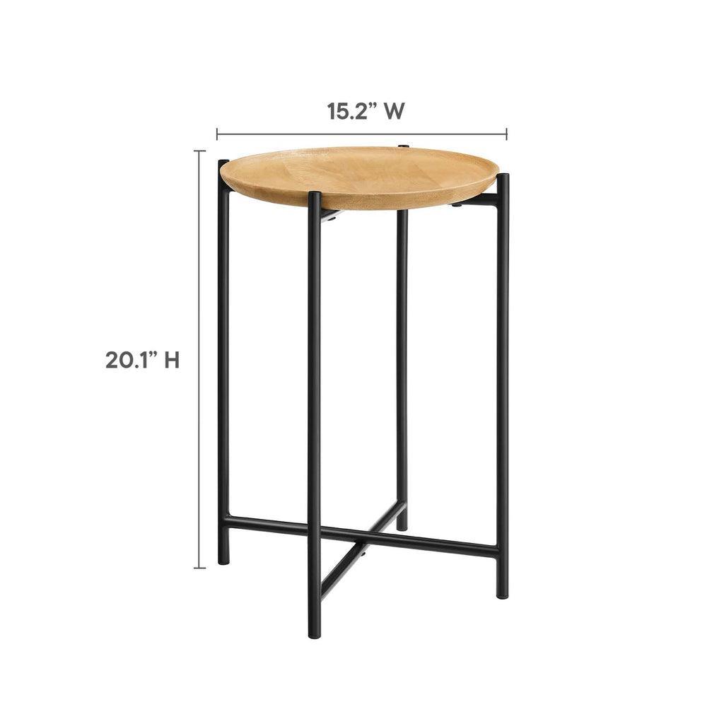 Modway Xilo Round Wood and Metal Side Table FredCo