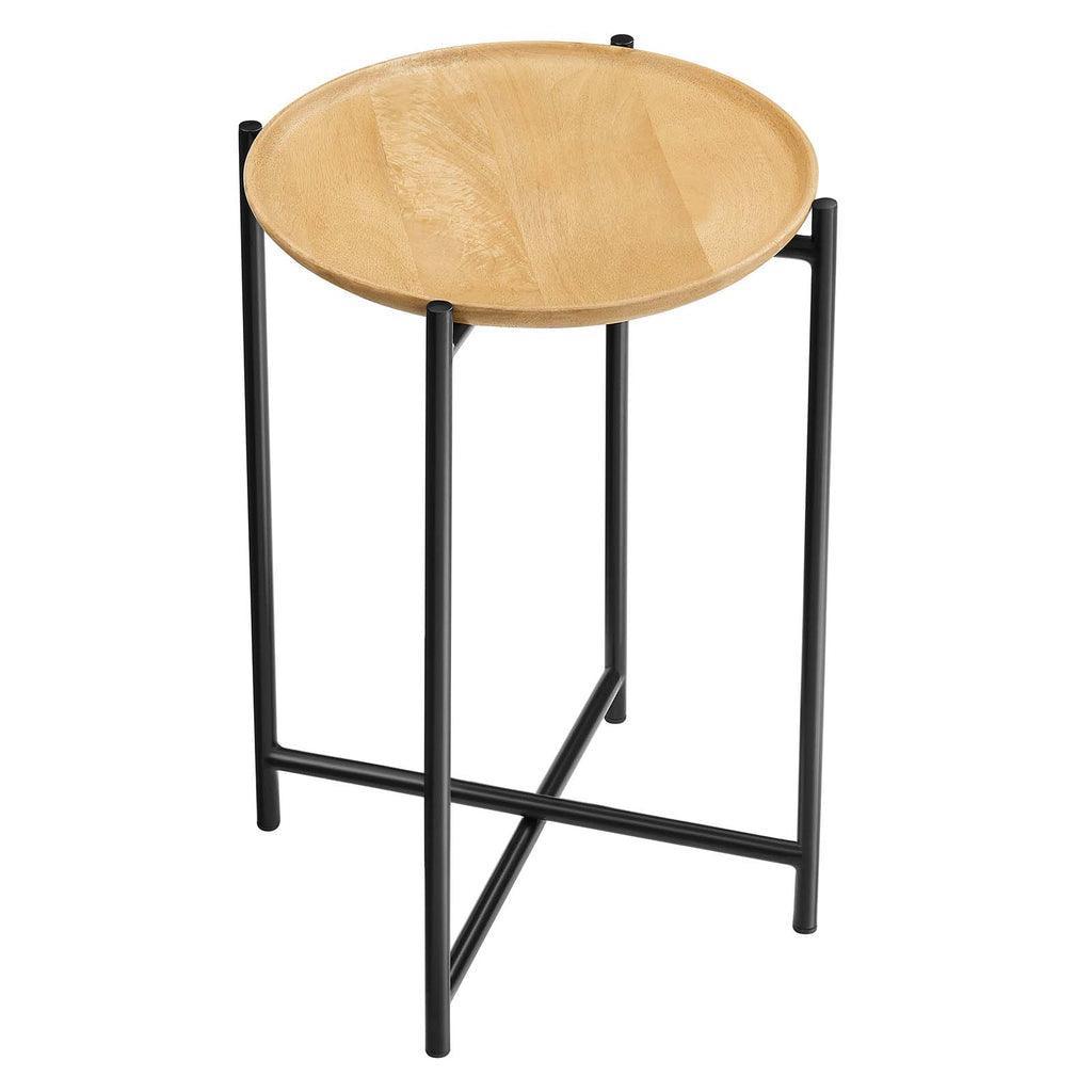 Modway Xilo Round Wood and Metal Side Table FredCo