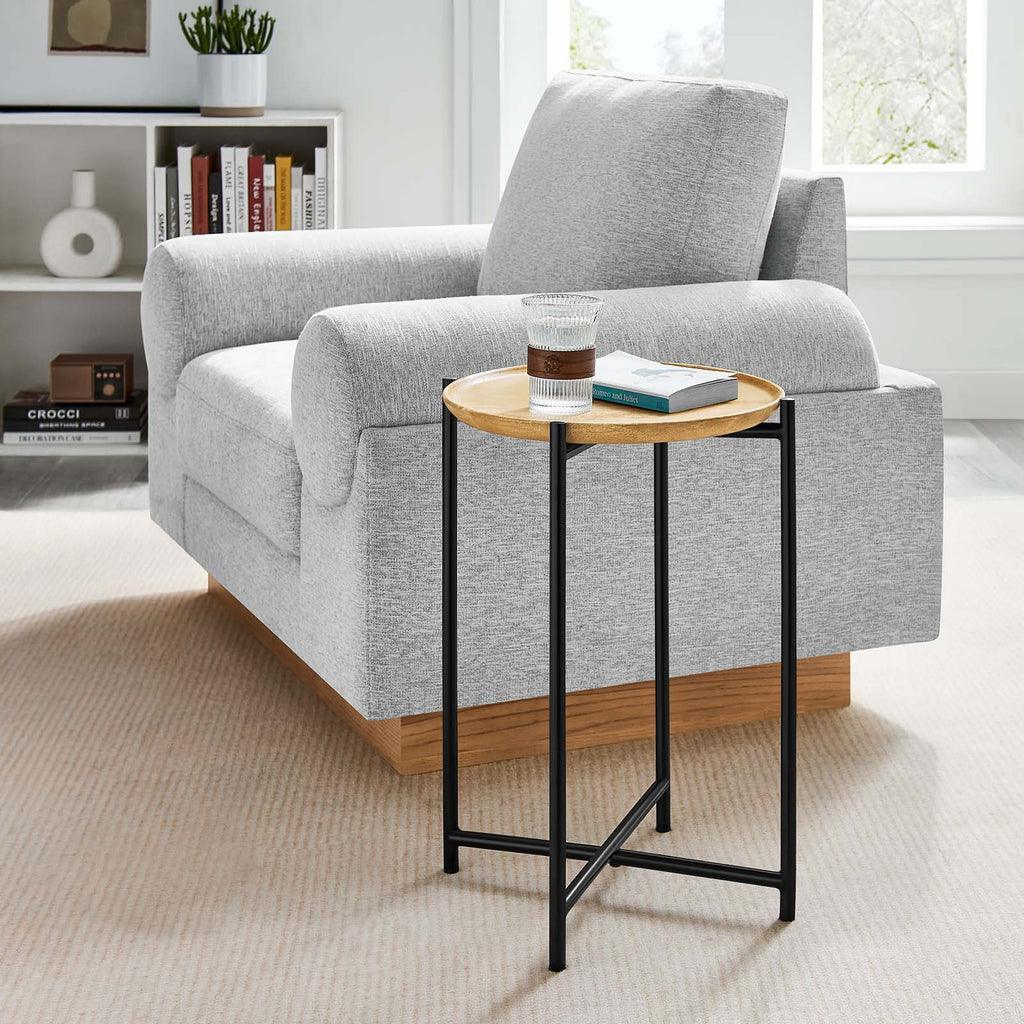 Modway Xilo Round Wood and Metal Side Table FredCo