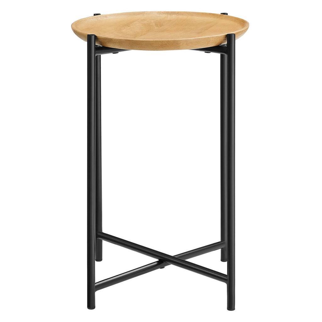 Modway Xilo Round Wood and Metal Side Table FredCo