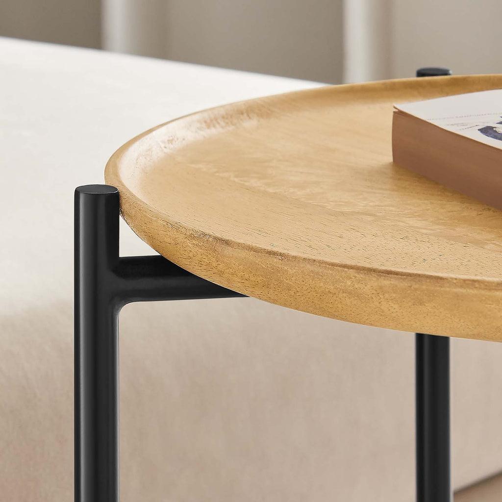 Modway Xilo Round Wood and Metal Side Table FredCo