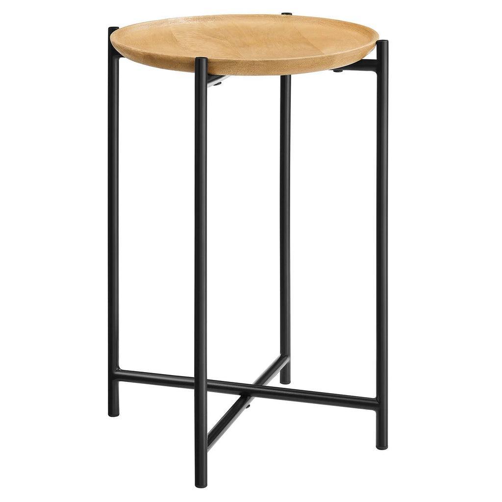 Modway Xilo Round Wood and Metal Side Table FredCo