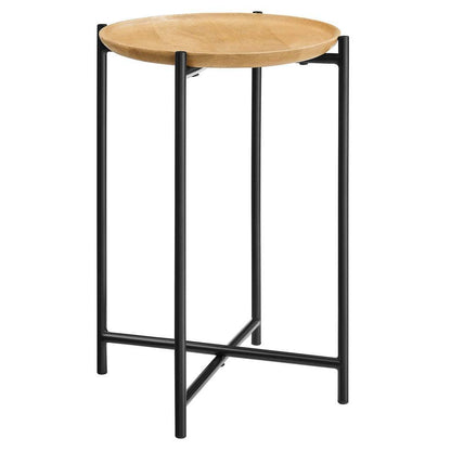Modway Xilo Round Wood and Metal Side Table FredCo