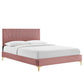 Modway Yasmine Channel Tufted Performance Velvet Full Platform Bed FredCo
