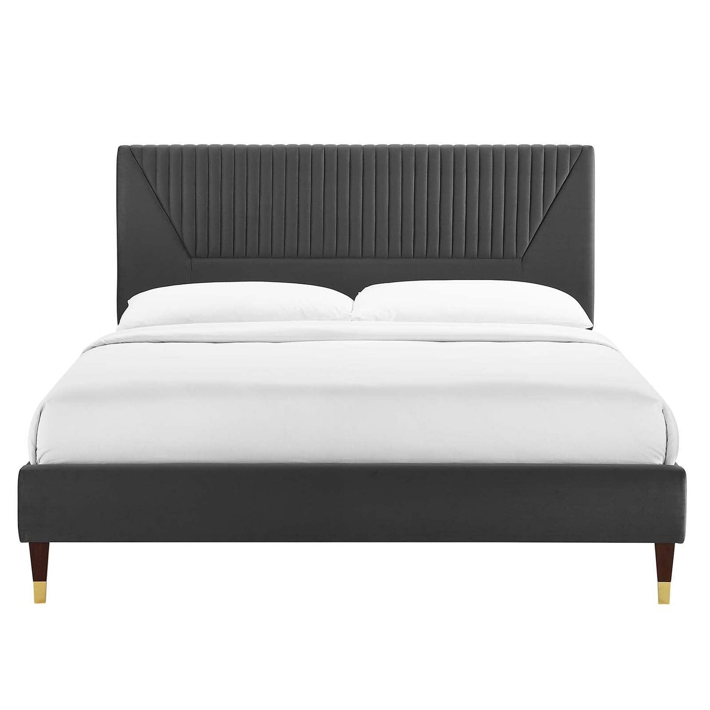 Modway Yasmine Channel Tufted Performance Velvet Queen Platform Bed FredCo