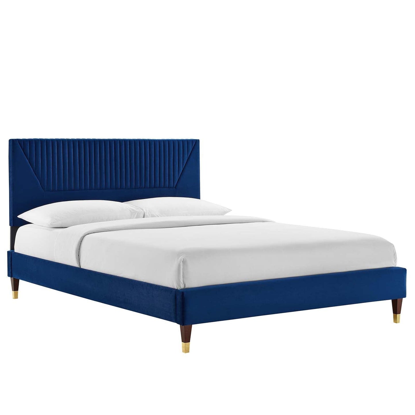 Modway Yasmine Channel Tufted Performance Velvet Queen Platform Bed FredCo