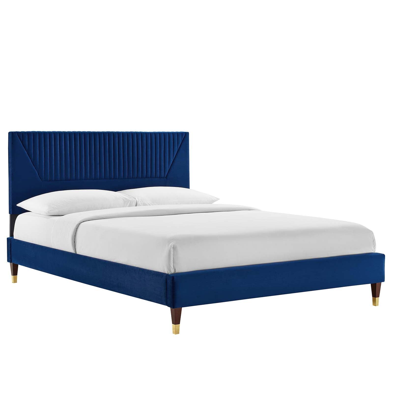 Modway Yasmine Channel Tufted Performance Velvet Queen Platform Bed FredCo