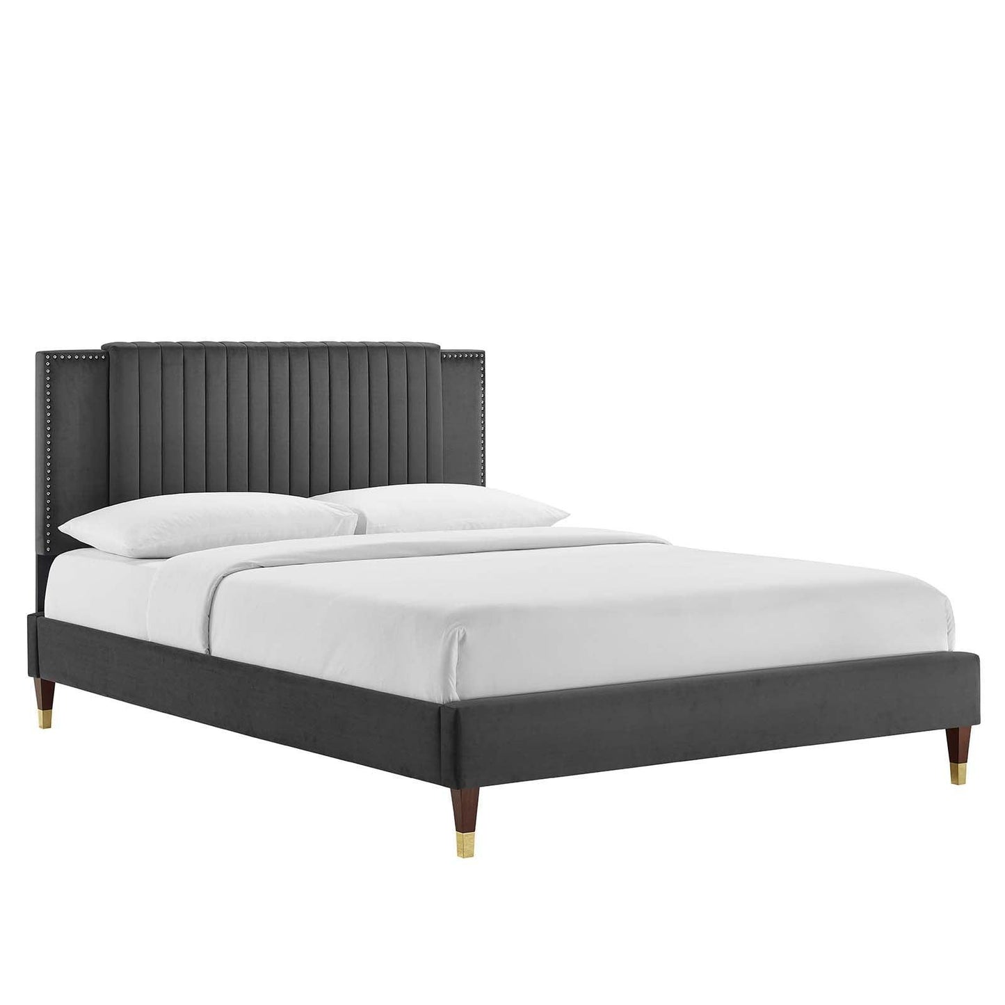 Modway Zahra Channel Tufted Performance Velvet Queen Platform Bed FredCo