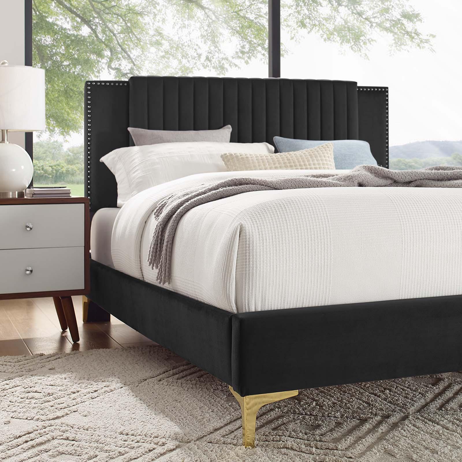 Modway Zahra Channel Tufted Performance Velvet Twin Platform Bed FredCo