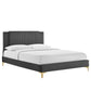 Modway Zahra Channel Tufted Performance Velvet Twin Platform Bed FredCo