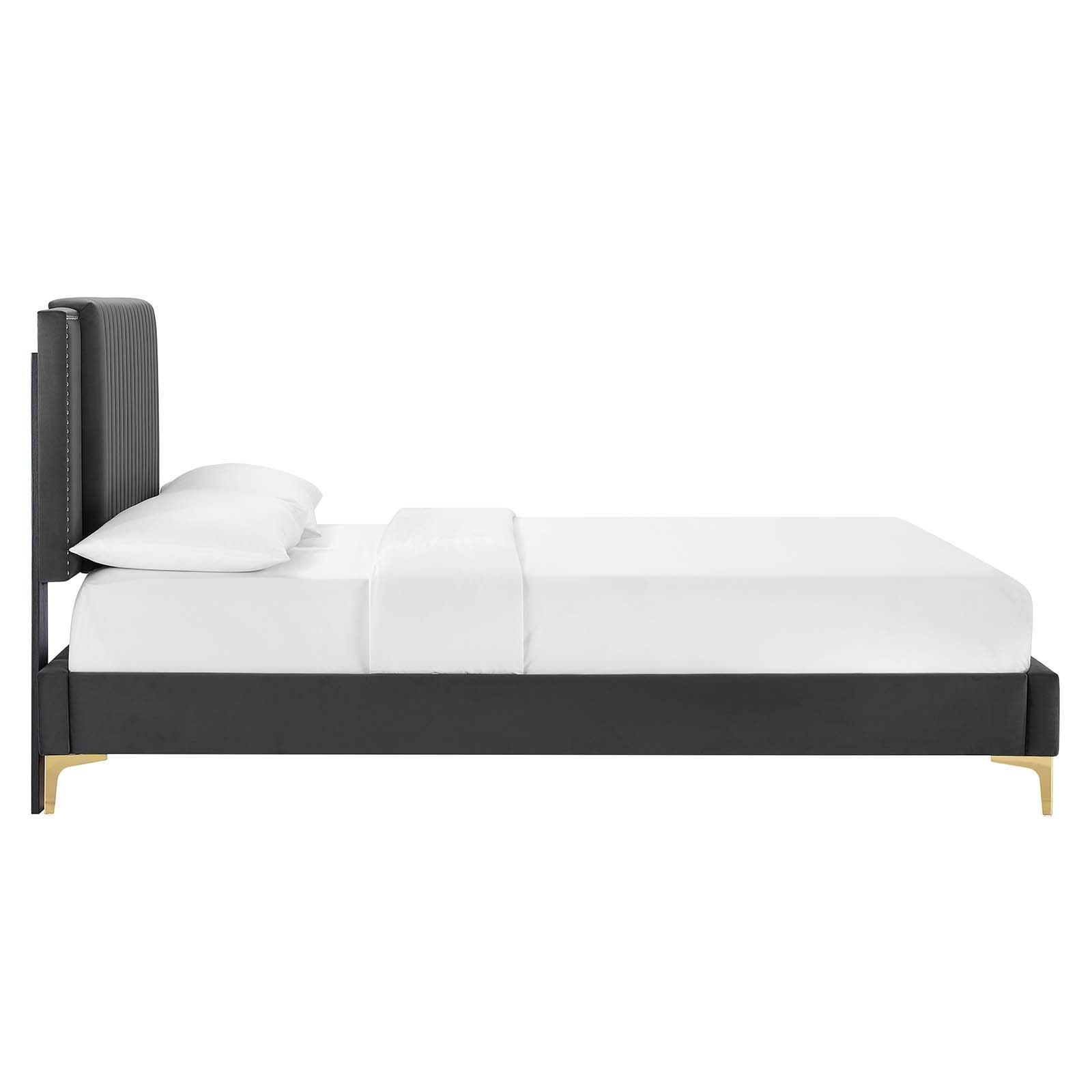 Modway Zahra Channel Tufted Performance Velvet Twin Platform Bed FredCo