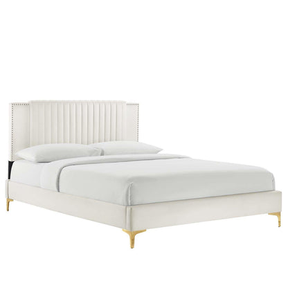 Modway Zahra Channel Tufted Performance Velvet Twin Platform Bed FredCo
