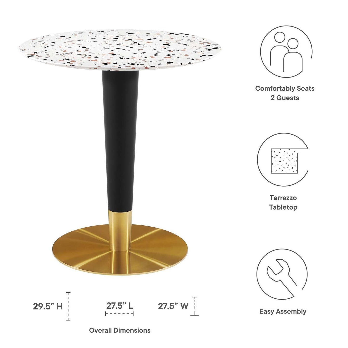 Modway Zinque 28" Round Terrazzo Dining Table FredCo
