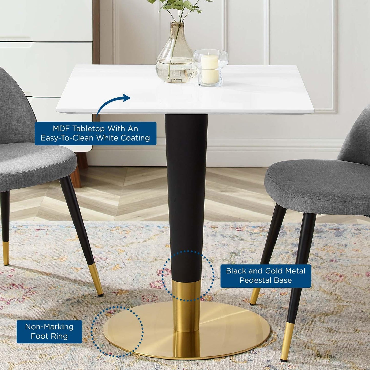Modway Zinque 28" Square Dining Table FredCo