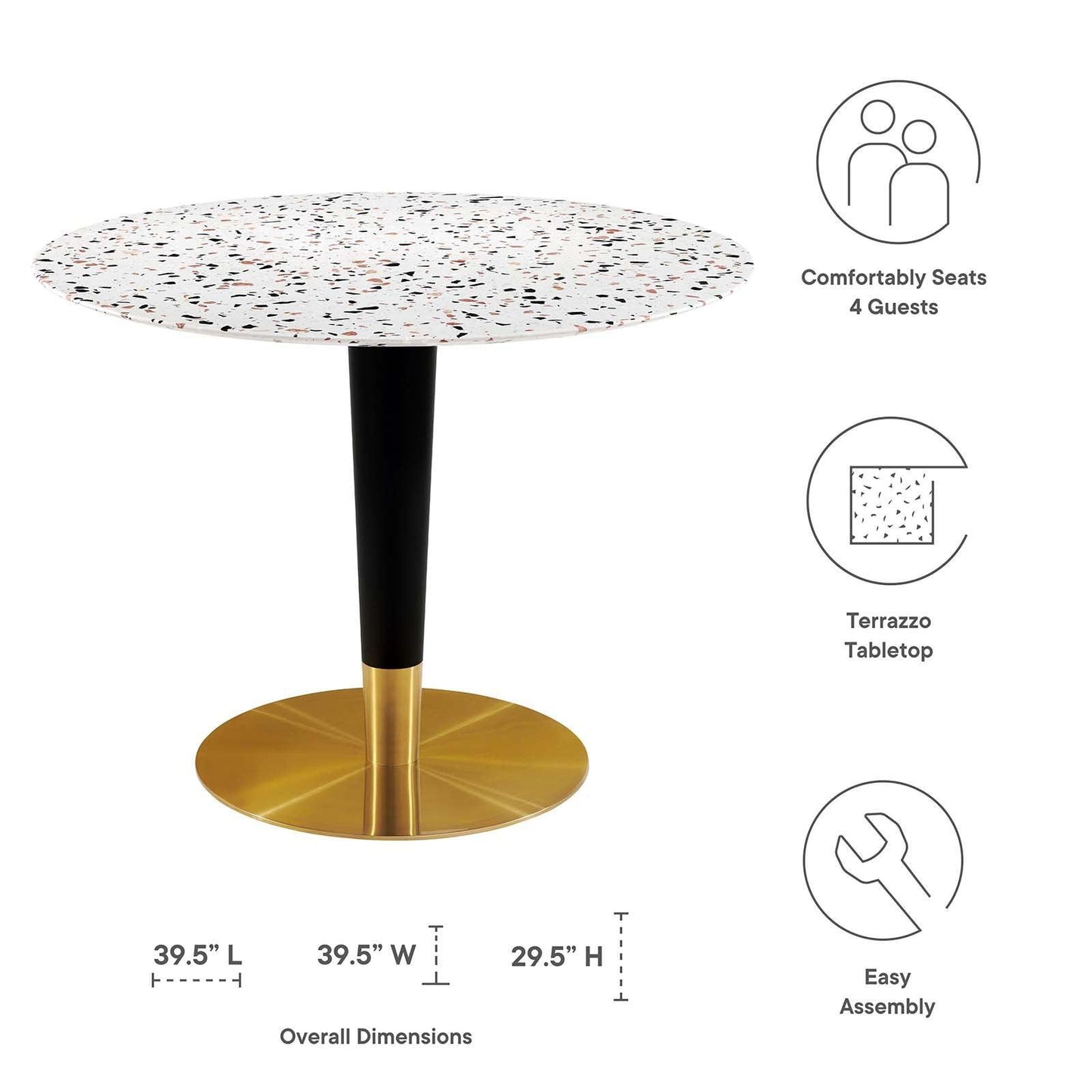 Modway Zinque 40" Round Terrazzo Dining Table FredCo