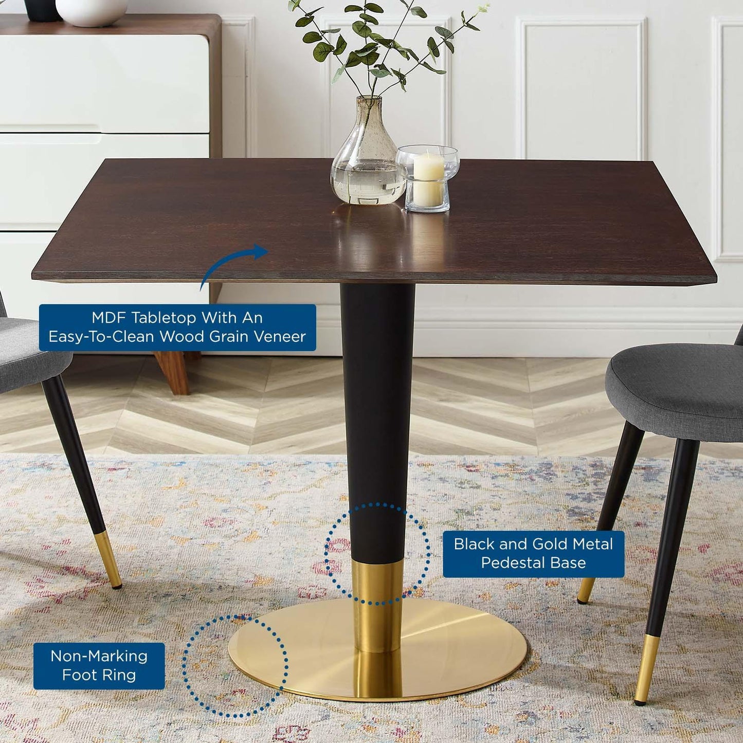 Modway Zinque 40" Square Dining Table FredCo