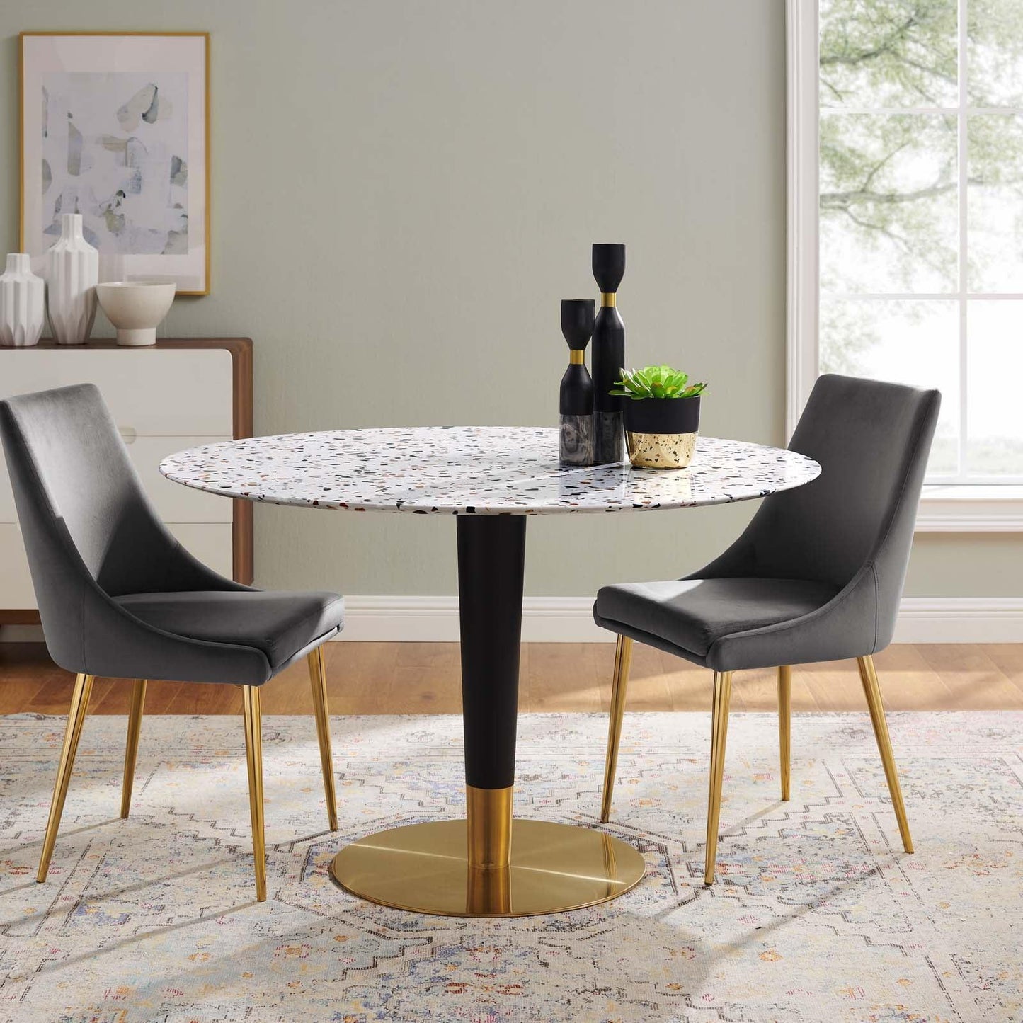 Modway Zinque 47" Round Terrazzo Dining Table FredCo