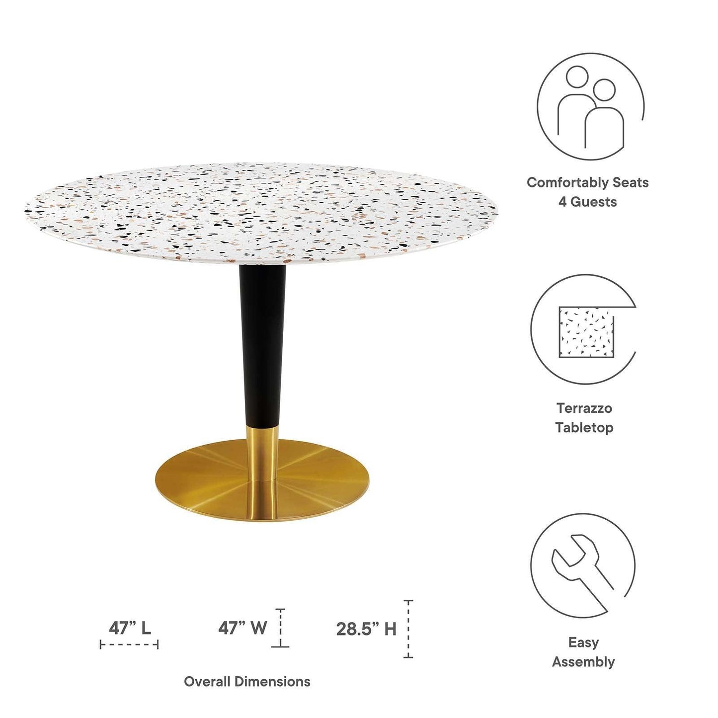 Modway Zinque 47" Round Terrazzo Dining Table FredCo