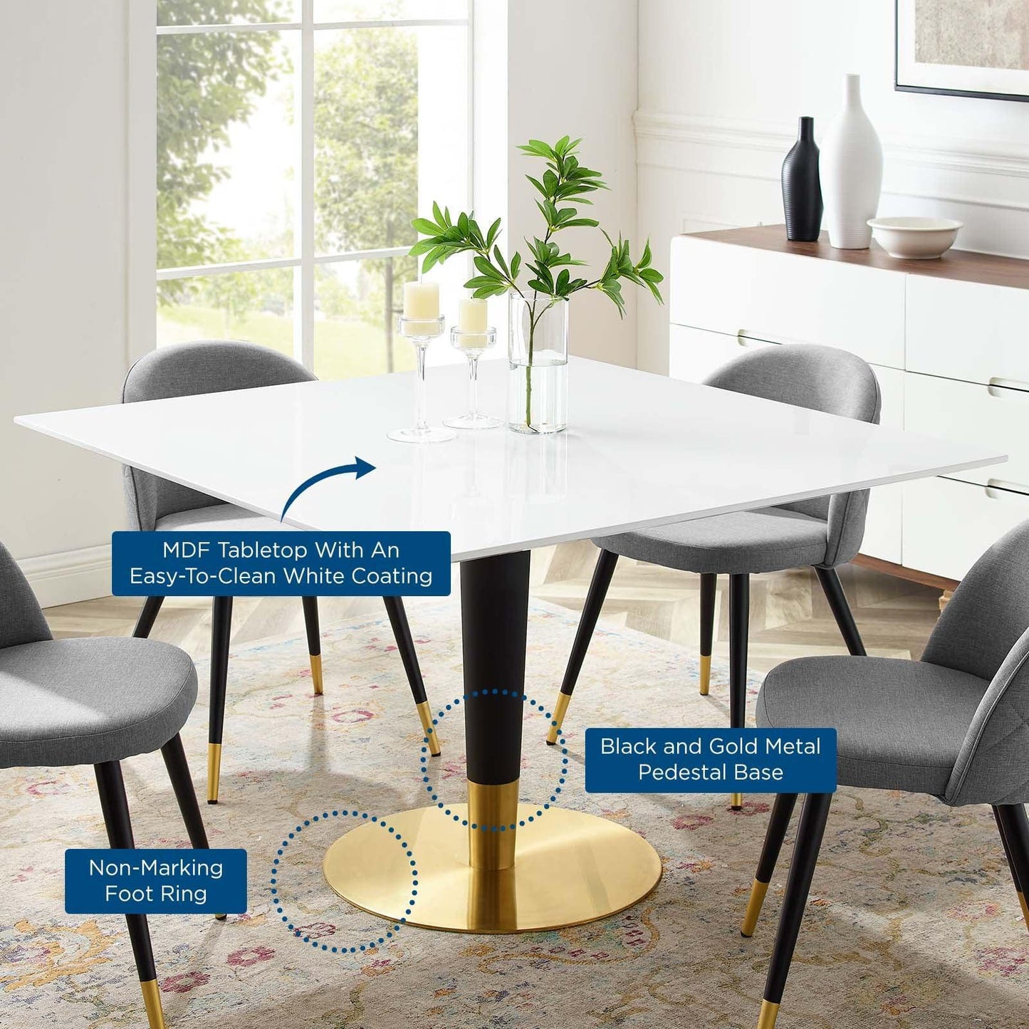 Modway Zinque 47" Square Dining Table FredCo