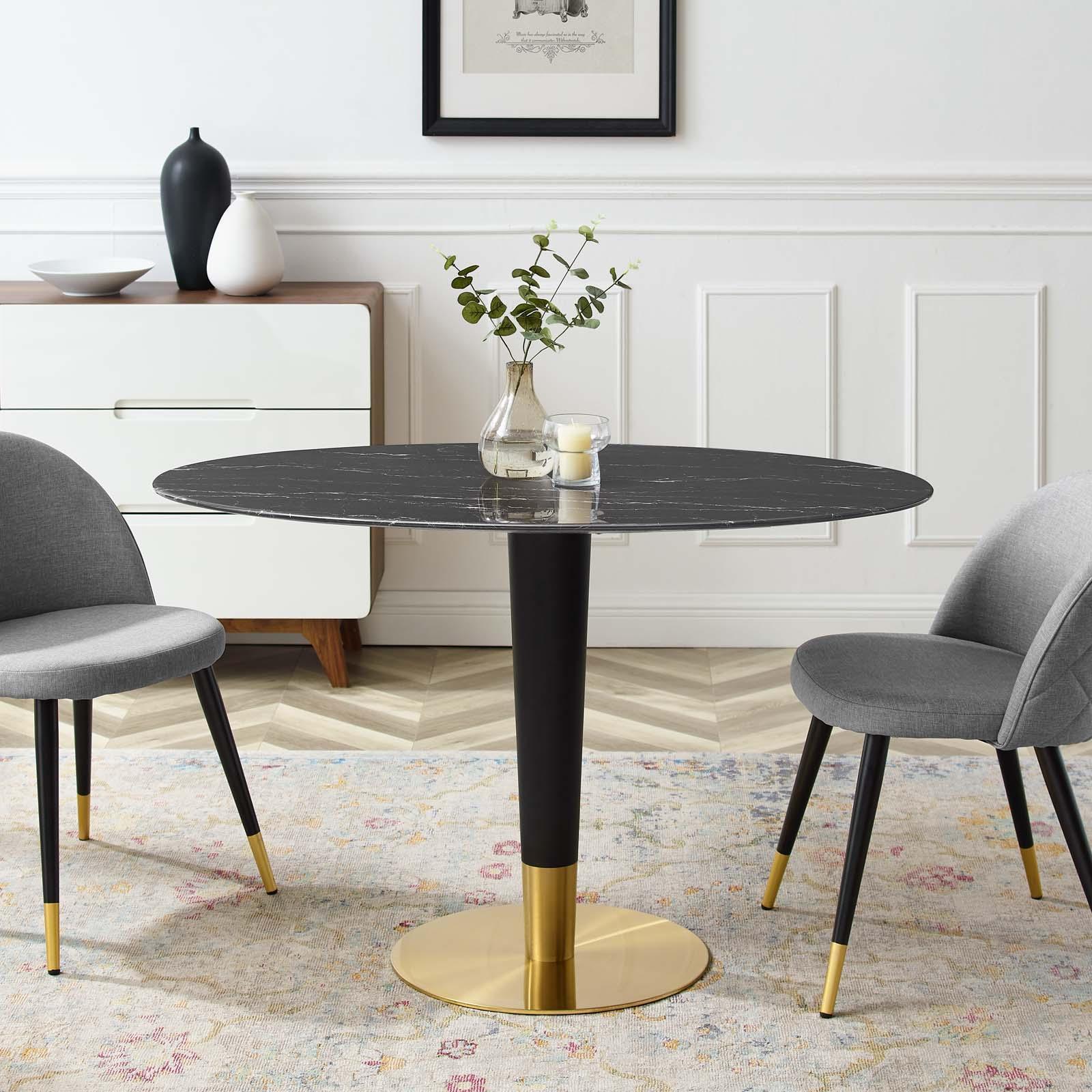 Modway Zinque 48" Oval Artificial Marble Dining Table FredCo