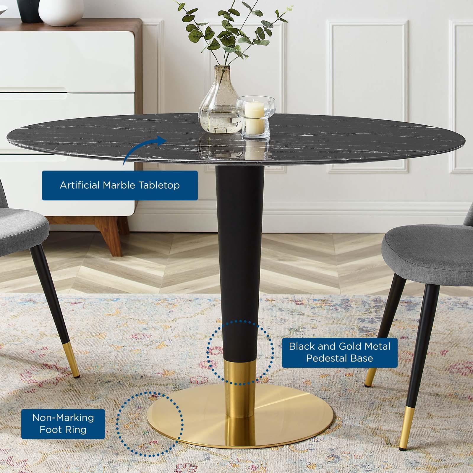 Modway Zinque 48" Oval Artificial Marble Dining Table FredCo