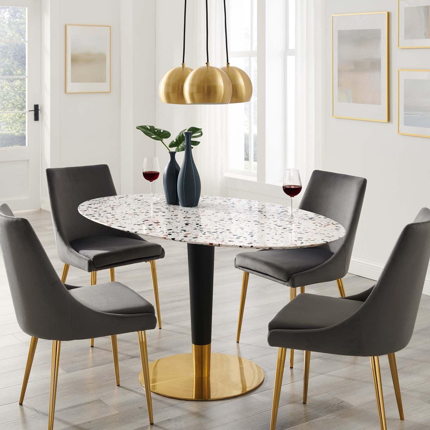 Modway Zinque 60" Oval Terrazzo Dining Table FredCo