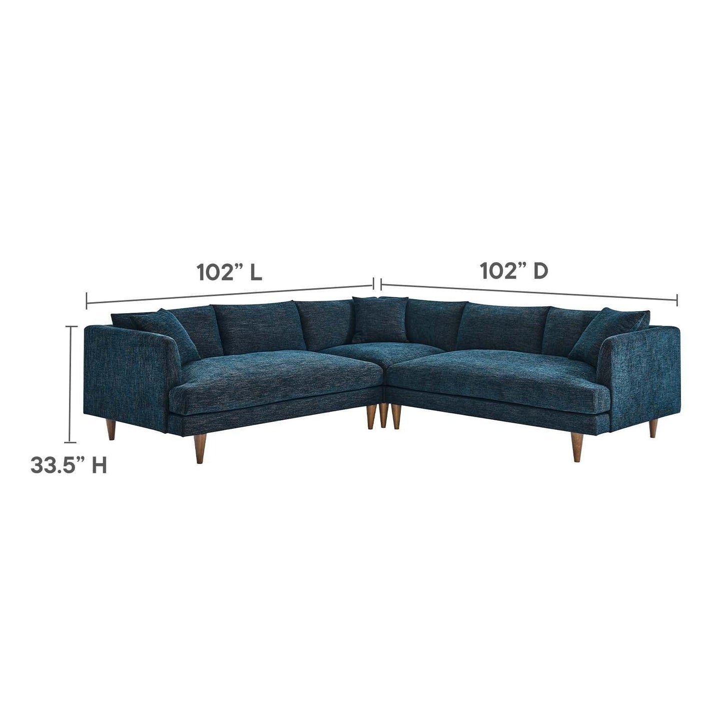 Modway Zoya Down Filled Overstuffed 3 Piece Sectional Sofa FredCo
