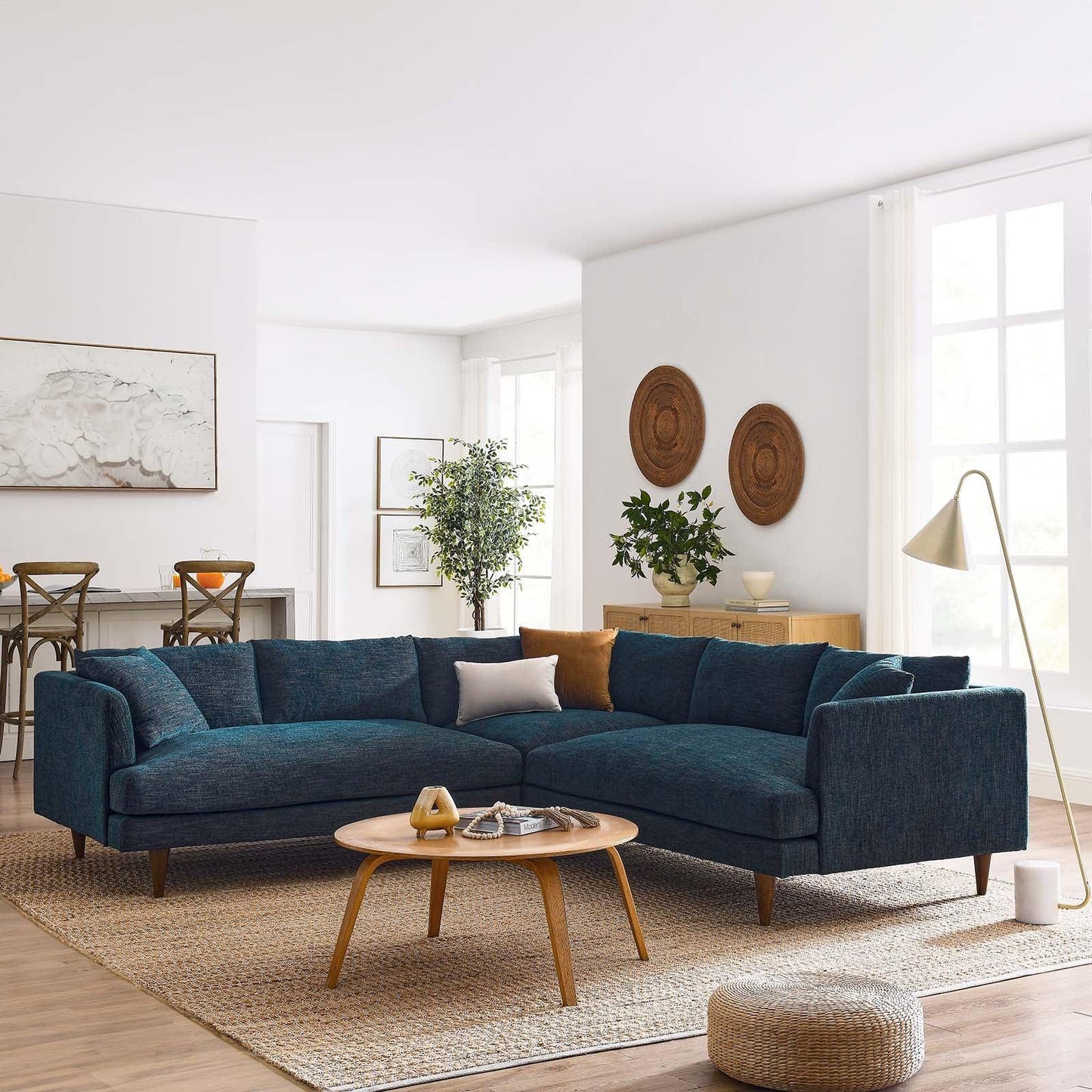 Modway Zoya Down Filled Overstuffed 3 Piece Sectional Sofa FredCo