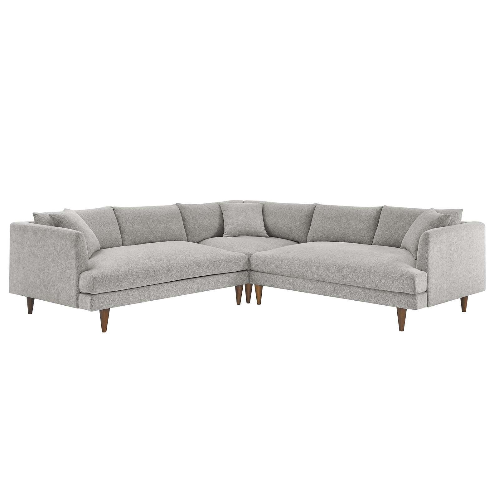 Modway Zoya Down Filled Overstuffed 3 Piece Sectional Sofa FredCo