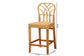 Monaco Modern Bohemian Natural Rattan and Mahogany Wood Counter Stool FredCo