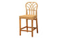 Monaco Modern Bohemian Natural Rattan and Mahogany Wood Counter Stool FredCo