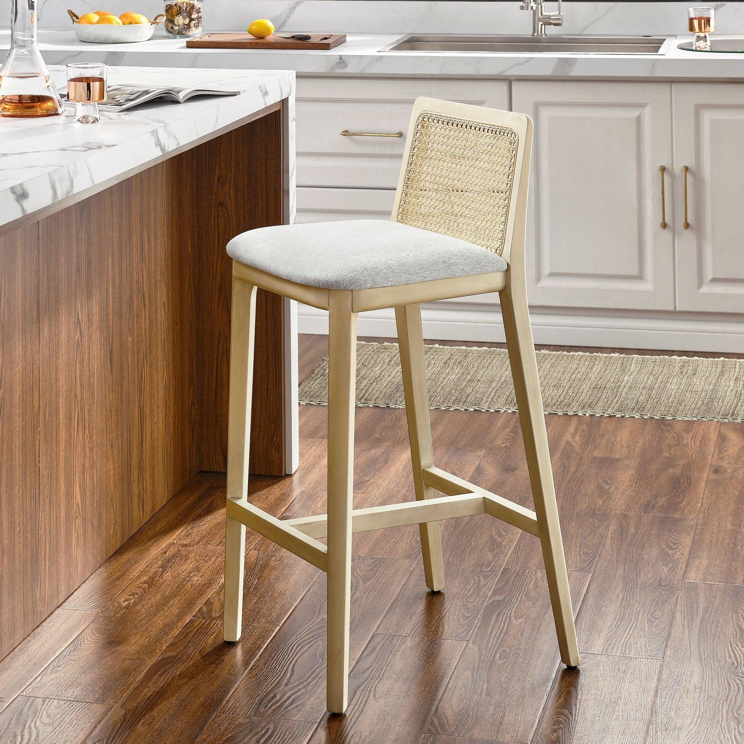 Monarch Wood and Rattan Bar Stool by Modway FredCo