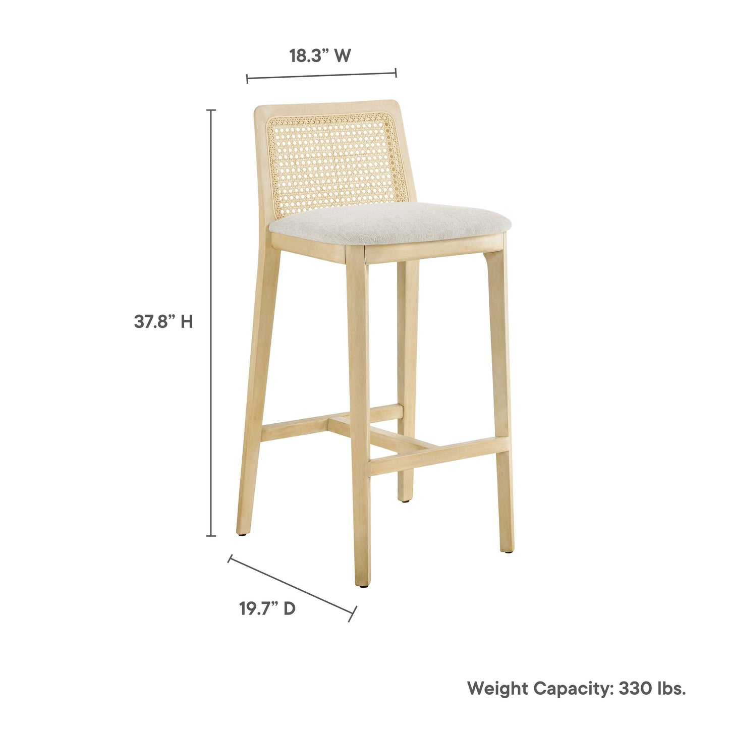 Monarch Wood and Rattan Bar Stool by Modway FredCo