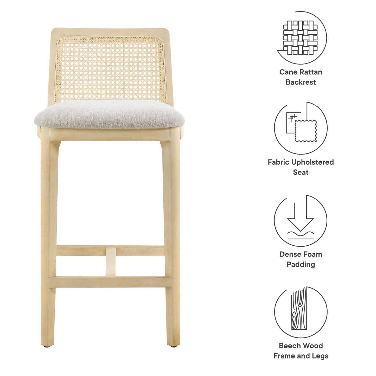 Monarch Wood and Rattan Counter Stool by Modway FredCo