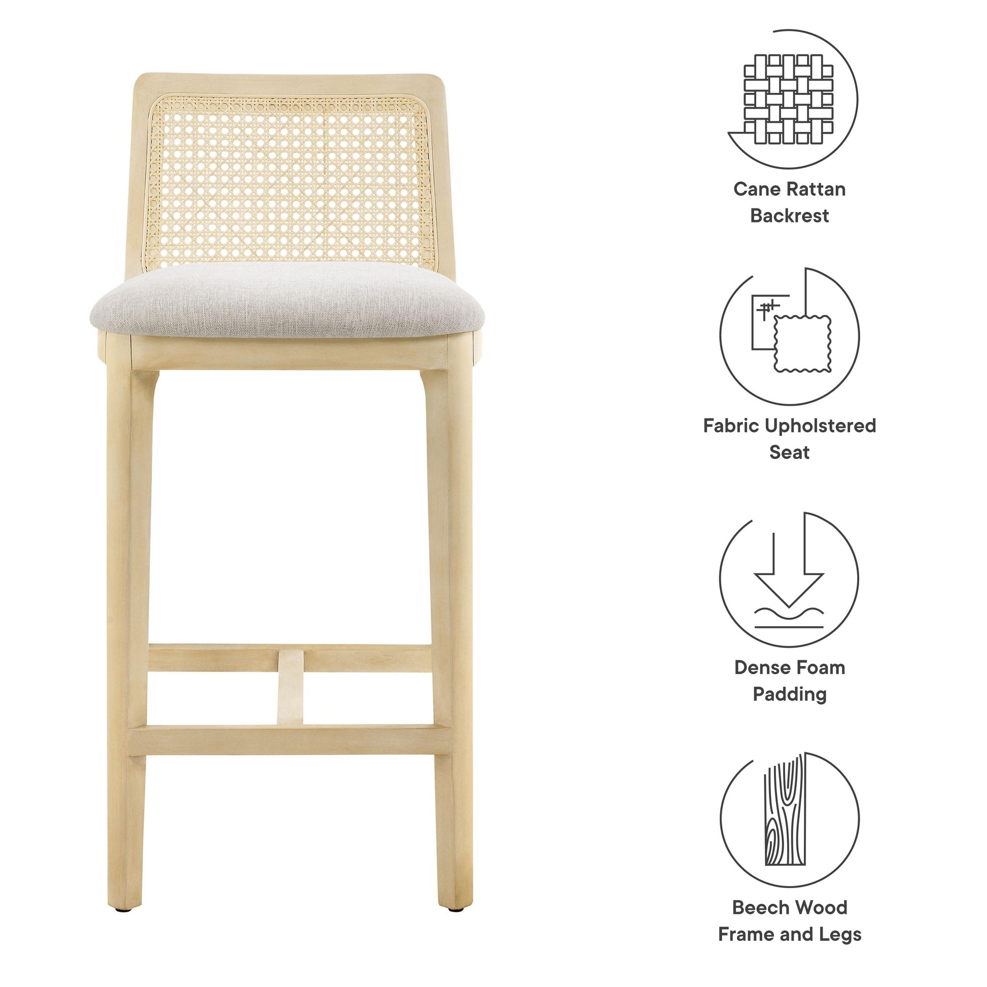 Monarch Wood and Rattan Counter Stool by Modway FredCo