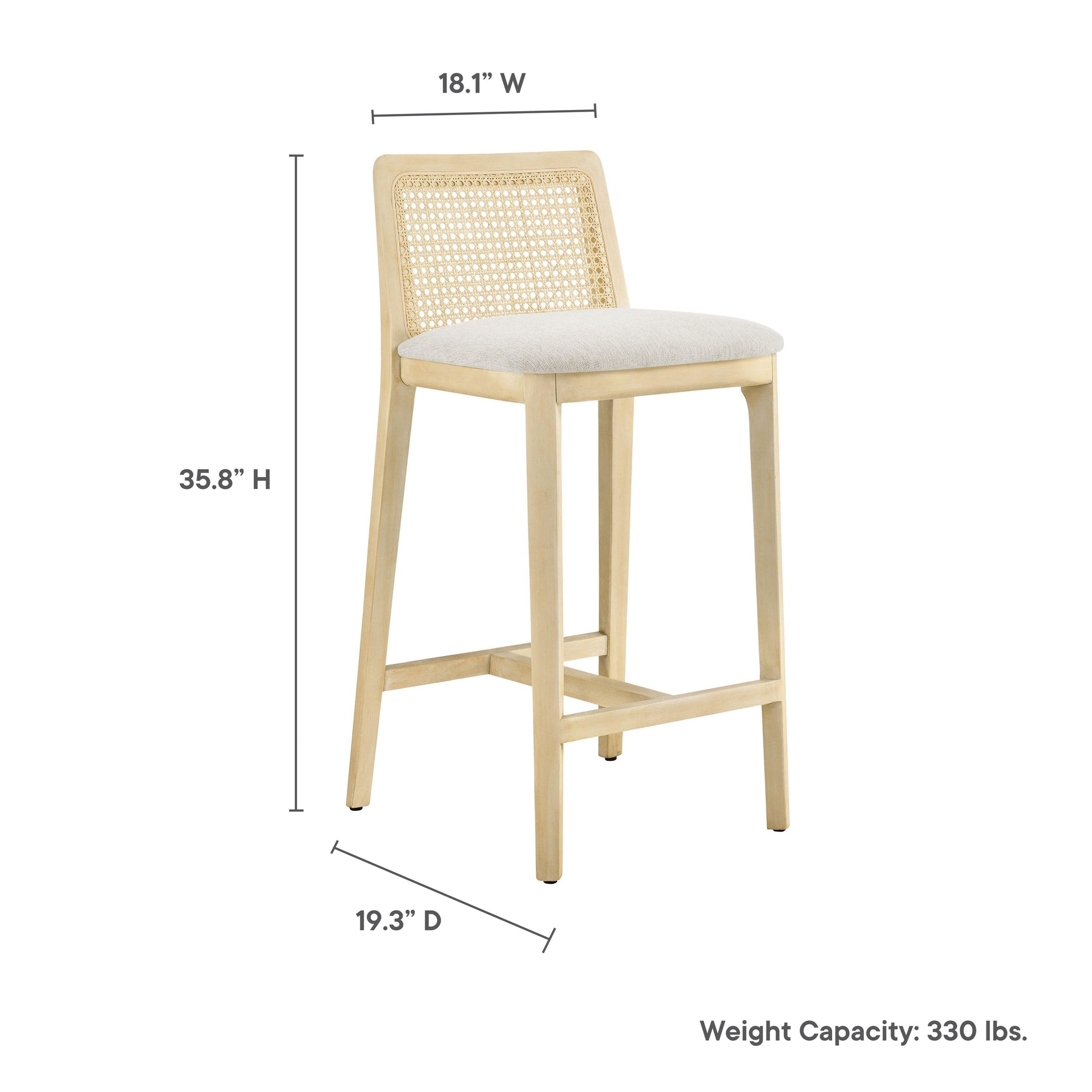 Monarch Wood and Rattan Counter Stool by Modway FredCo