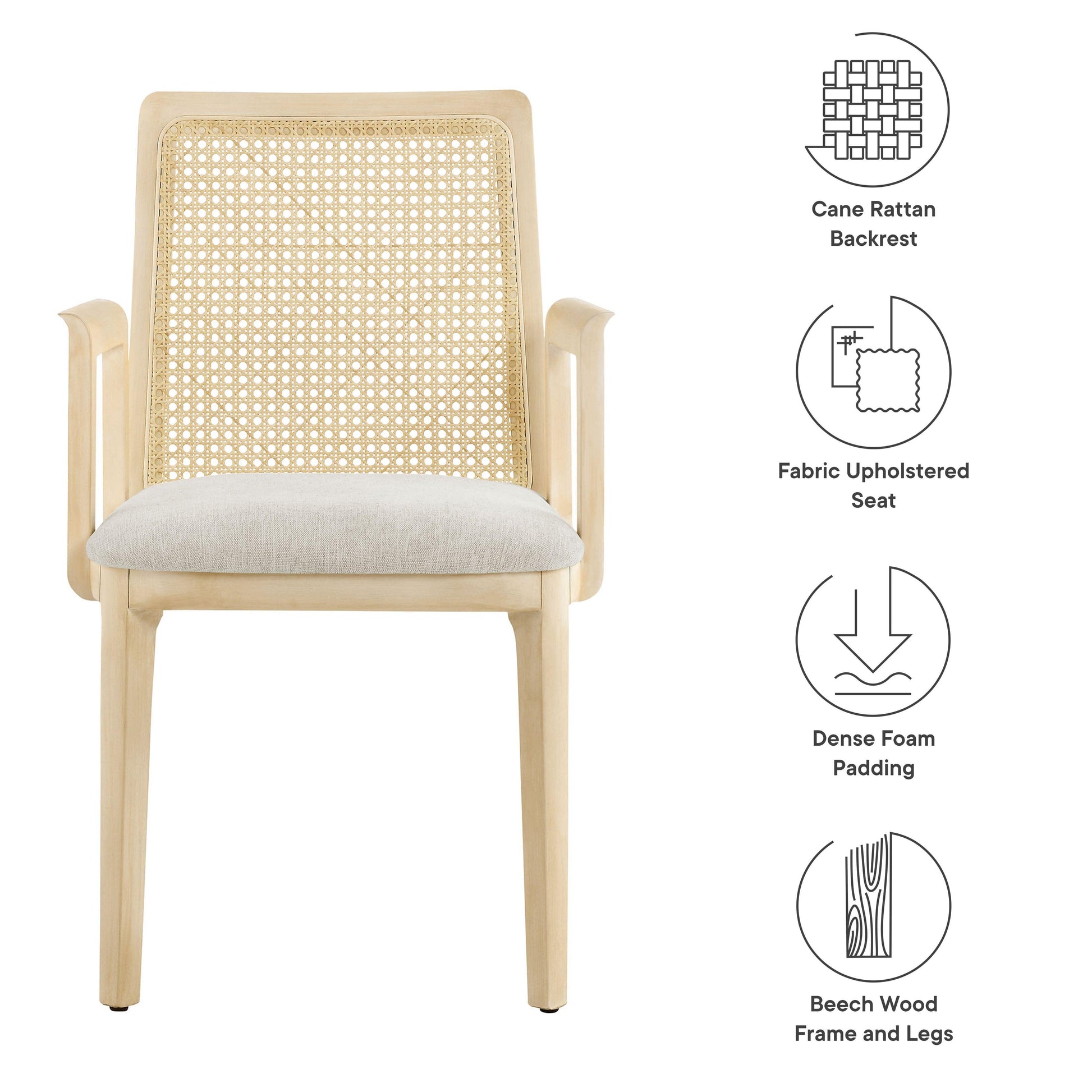 Monarch Wood and Rattan Dining Armchair by Modway FredCo