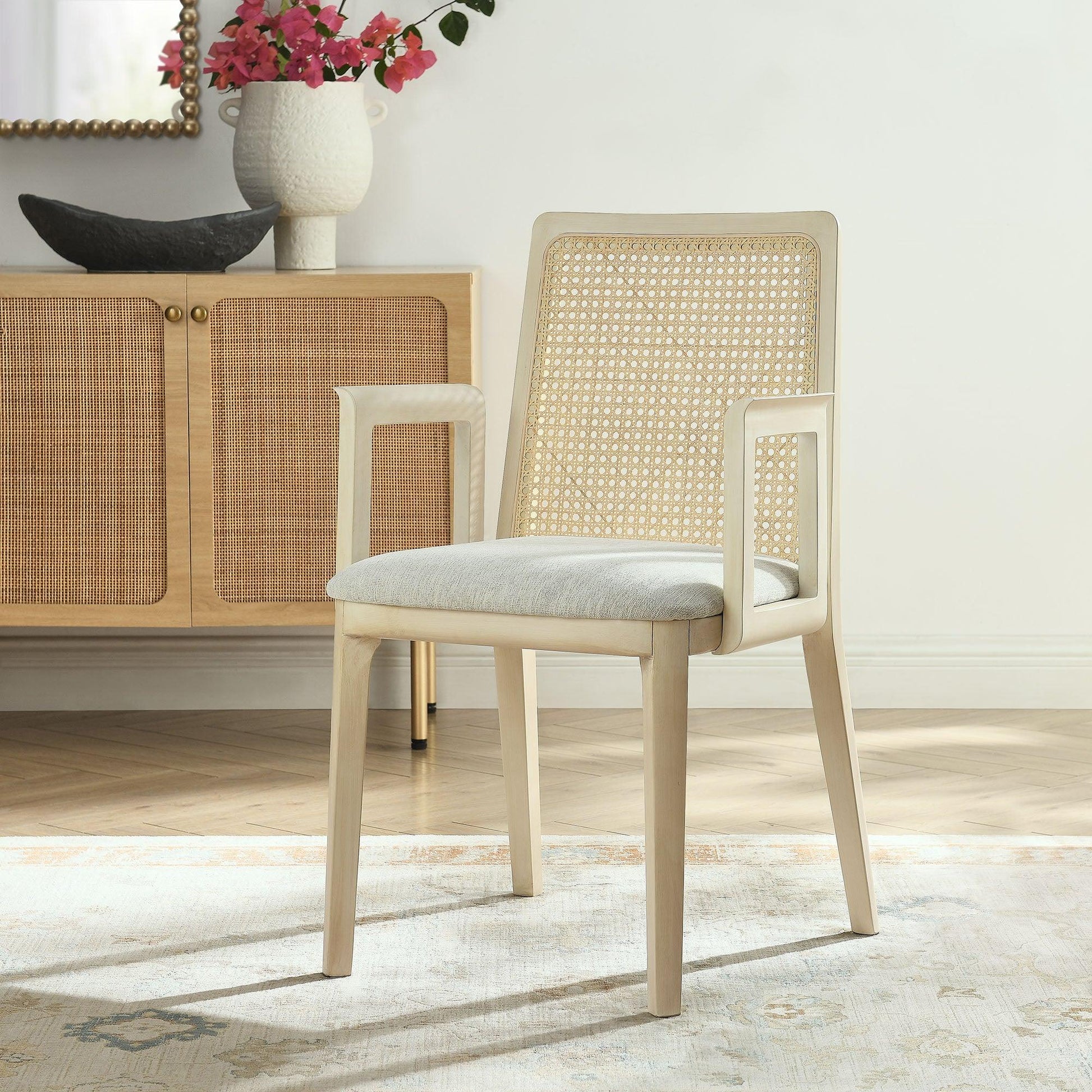 Monarch Wood and Rattan Dining Armchair by Modway FredCo